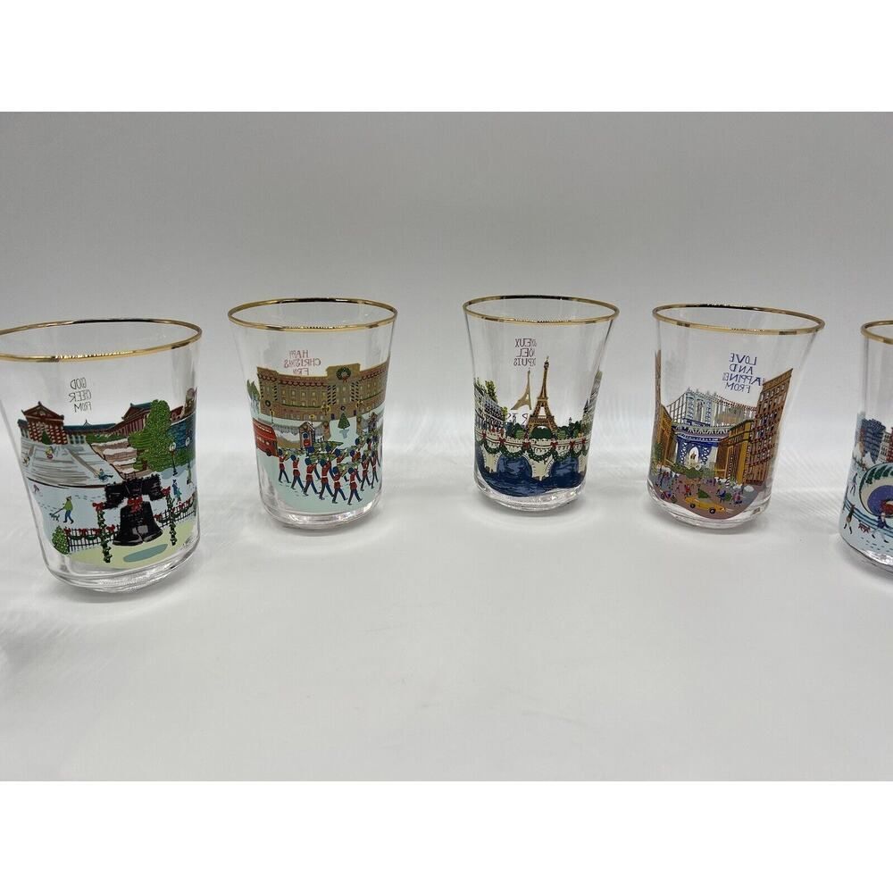 Anthropologie Holiday In The City Juice Glass Drinking Glasses 2024 Full Set - Picture 4 of 16